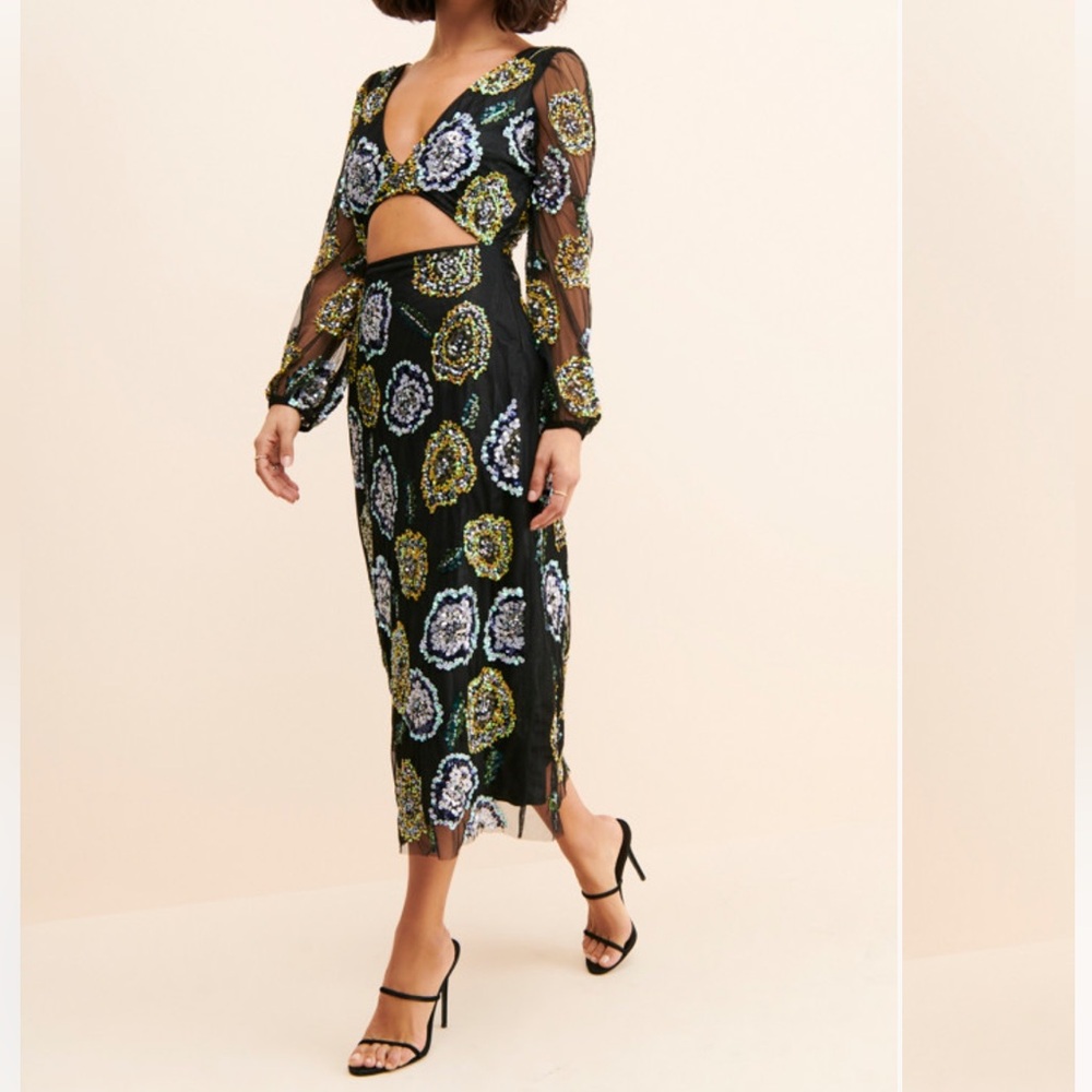 Let me be Anthropologie Sequin midi dress